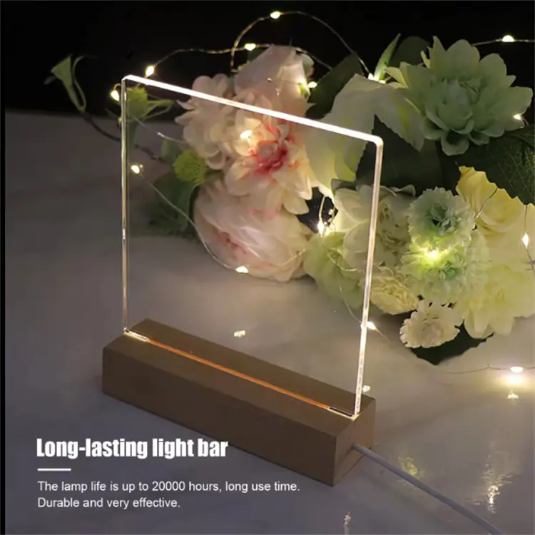 Caneta de acrílico transparente com iluminação 3D para crianças, caneta de apagar a seco, quadro de vidro plexiglass para crianças com suporte iluminado, lâmpada noturna LED