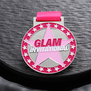 Medaglia Unica Pink Squad Cheerleading, Premio Sportivo, Medaglie in Lega di Zinco a Forma di Stella, Logo Personalizzato, Adorabili Medaglie Sportive con Smalto 3D - Product Image 1