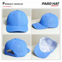 Gorra de Béisbol Lisa de 6 Paneles Impermeable al por Mayor, Gorra de Golf con Etiqueta Bordada Personalizada, Logotipo con Agujeros Perforados con Corte Láser, Estilo Papá