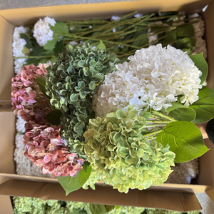 Flores Artificiales <span class=keywords><strong>Baratas</strong></span> de Fábrica Castle, <span class=keywords><strong>Hortensias</strong></span> de Seda con Tacto Real, <span class=keywords><strong>Hortensias</strong></span> Falsas Blancas y Azules con Tallo Decorativo - Product Image 5