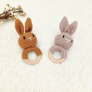 BPA di colore personalizzato gratis 15cm nuovo uncinetto Bunny sonaglio giocattoli per regalo di Pasqua - Product Image 2