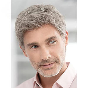 Pelucas blancas para hombres maduros para flequillo gris de mediana edad y ancianos, pelucas grises plateadas ligeras y transpirables, transfronterizas - Product Image 2