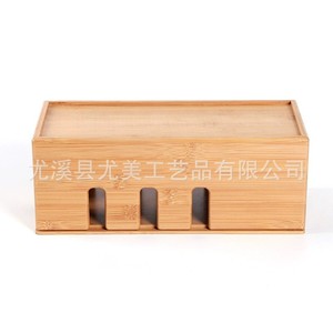 Organizador de cables de bambú, soporte para cable de alimentación de router, cubierta para regleta de enchufes, soporte para cable de datos, soporte para decodificador, organizador de escritorio. - Product Image 1