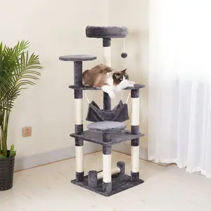 Muebles para mascotas salón de lujo <span class=keywords><strong>barato</strong></span> moderno sisal natural gran marco de escalada <span class=keywords><strong>rascador</strong></span> <span class=keywords><strong>gato</strong></span> árbol XXL madera <span class=keywords><strong>gato</strong></span> árbol casa torre - Product Image 4