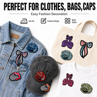 Patch brodé personnalisé motif rose, nœud et lèvres, thermocollant pour vêtements, sacs, chapeaux, vente en gros