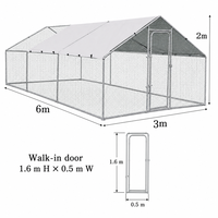 Grand enclos à poulets en métal massif, en acier galvanisé, 6x3x2m, cage extérieure avec couverture imperméable, boîte verrouillable, tout inclus
