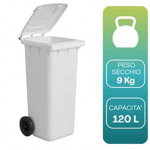 Plastic Garbage Can 120 Litre With Wheels Lid And Handle For Outdoor Use - Product Image 4