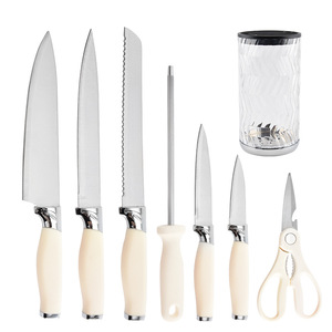 Entrega de mercancía en lote desde fábrica, disponible para recogida. Juego de cocina de 8 piezas: cuchillo para pan, cuchillo de chef, con soporte para cuchillos. - Product Image 1