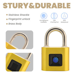 Cadenas à empreinte digitale en laiton Unity 50 mm, rechargeable par USB, sans application, étanche, ZWMG504 - Product Image 2