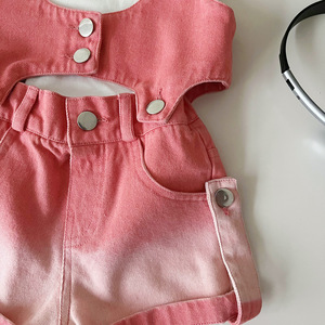 Set per bambini 3 pezzi per ragazze Set di abbigliamento da 8 a 9 anni Pat Pat per bambini in Denim rosa <span class=keywords><strong>Shorts</strong></span> a maniche corte 3 pezzi Set estivo - Product Image 4