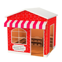 Çocuk ahşap rol bebek evi oyna pretend kapalı playhouse çocuklar için hastane, restoran, yangın polis, benzin istasyonu, mağaza