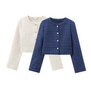 ZATRHMBM <span class=keywords><strong>Manteau</strong></span> <span class=keywords><strong>Court</strong></span> <span class=keywords><strong>Femme</strong></span> Automne 2024 Nouvelle Mode Décontractée Col Rond Velours Bouclé Boutonné Rétro - Product Image 1