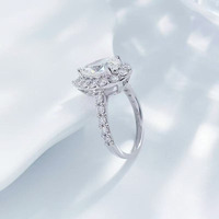 Romantischer Konzert-Ring mit luxuriösem Birnen-Diamanten, brillanter Kunstschliff, 3 Krappen, 18K Weißgold, Labor-Diamant, Ringband für Damen