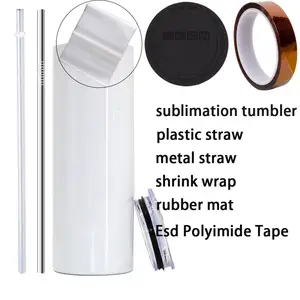 USA Warehouse 2 Days Delivery 20OZ Sublimation Blanks Stainless Steel Skinny Sublimation Straight Tumblers With Straw