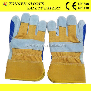 Guantes de trabajo de cuero de vaca duraderos y resistentes Guantes de soldadura protectores de cuero dividido de doble palma para aplicaciones de limpieza - Product Image 2