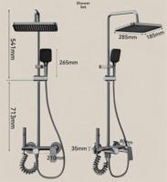 Ensemble bain-douche moderne gris de luxe Robinets thermostatiques de haute qualité Montage mural pour appartement Salle de bain Utilisation douce Pluie brossée