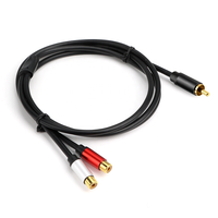 Câble Répartiteur RCA Audio Vidéo pour Subwoofer, 1 Mâle 2 Femelles, Adaptateur en Y pour Double Haut-Parleur, Rallonge avec Gaine PVC pour Voiture et HDTV