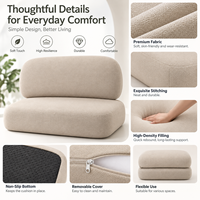 Coussin de chaise longue d'intérieur en bouclette gris-beige, à rebond rapide, toucher doux, longue durée de vie, respirant, antidérapant et rembourré épais
