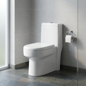 Inodoro de Cerámica Blanca de Una Pieza con Tanque Oculto, Doble Descarga, Sifón en S, Asiento de Cierre Suave, Sanitario Moderno para Baño Exterior - Product Image 1