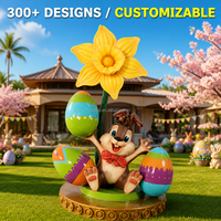 Oster-Dekoration für Außenbereich, Wasserfeste Kommerzielle Riesige 3D-Fiberglas Osterhase, Kaninchen, Ei und Blumen-Statue für Einkaufszentren