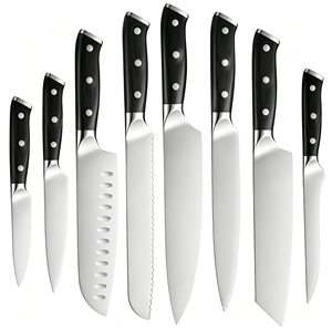 Ensemble de couteaux de cuisine professionnels avec manche en bois de Pakka noir pour chefs professionnels, restauration, vente en gros - Product Image 1