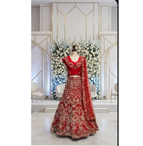 Crimson Heritage <b>Lehenga</b> Set for <b>Women</b> Wedding Party Wear Ethnic Outfit with Dupatta Traditional Designer Style - Product Image 2