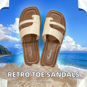 รองเท้าแตะผู้หญิงแบบมีแหวนเปิดนิ้วเท้าดีไซน์โรมันย้อนยุคออกแบบได้เองรองเท้าชายหาดพีวีซีกันลื่นนุ่มอเนกประสงค์แฟชั่นฤดูร้อน - Product Image 3