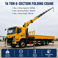 Grue montée sur camion 6*4 300HP, grue à flèche articulée de 16 tonnes, camion de levage lourd pour les travaux de construction et les opérations sur les chantiers municipaux