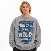 Sweat-shirt unisexe à col rond en coton mélangé, gris chiné, 400 g/m², effet vintage, avec motif graphique vintage, fournisseur de marque privée