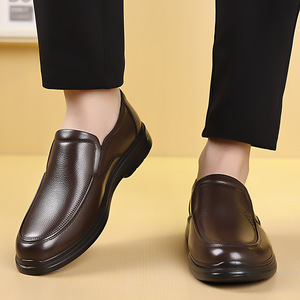 Mocasines de Cuero Casuales de Negocios para Hombre, Piel de Vacuno de Primera Calidad, Suela de Goma Ligera, Tacón Bajo, Estilo Británico, Zapatos Sin Cordones - Product Image 2