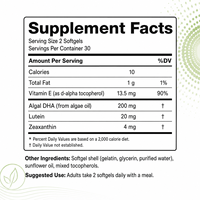 Complément alimentaire en gélules de DHA d'algues avec lutéine, zéaxanthine, vitamine E, oméga 3 végétal pour la nutrition quotidienne du bien-être des yeux et du cerveau