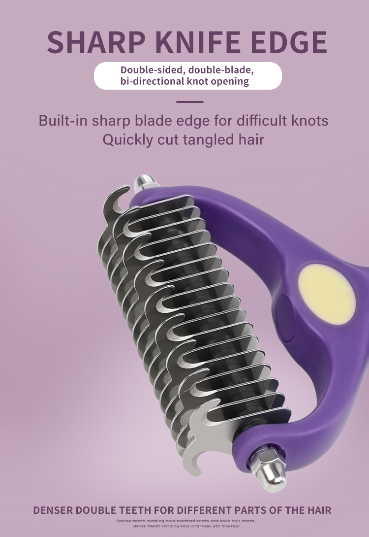 Factory Wholesale 2 In 1 Cat Needle Hair Comb Dog Pet Dematting Grooming Comb With Pet Nail Clipper Or Stainless Steel Pet Comb