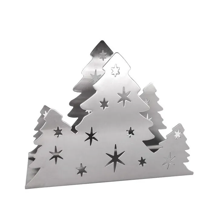 Découpe laser Pliage Distributeur de mouchoirs en forme d'arbre de Noël en métal en acier inoxydable personnalisé Porte-serviettes