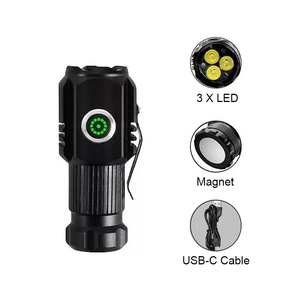 Mini vật liệu kim loại 3 Led đèn pin Type-C sạc mạnh mẽ USB sạc Torch ánh sáng cho cắm trại săn bắn - Product Image 2