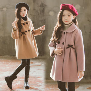 Filles hiver laine chaud pardessus automne nœud à volants bouton vestes mode enfants vêtements vêtements d'extérieur - Product Image 1
