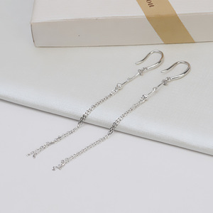 Pendientes de Plata S925 Wenchi con Perlas Pasantes para Mujer, Diseño de Flor, Cruz, Cadena y Estrella de Cinco Puntas, Fornituras de Joyería 5-8 - Product Image 1