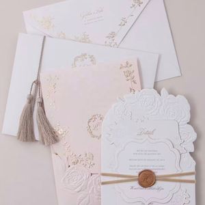 Invitation de mariage personnalisée en papier kraft et papier d'art gaufré écologique 600GSM, impression typographique - Product Image 6