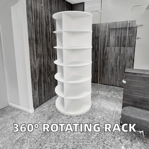 Moderno Zapatero Giratorio de 360 Grados, de Madera Blanca, de 6 Niveles, Redondo, para Almacenamiento y Exhibición, para Hogar, Oficina y Hotel, de Pared - Product Image 2