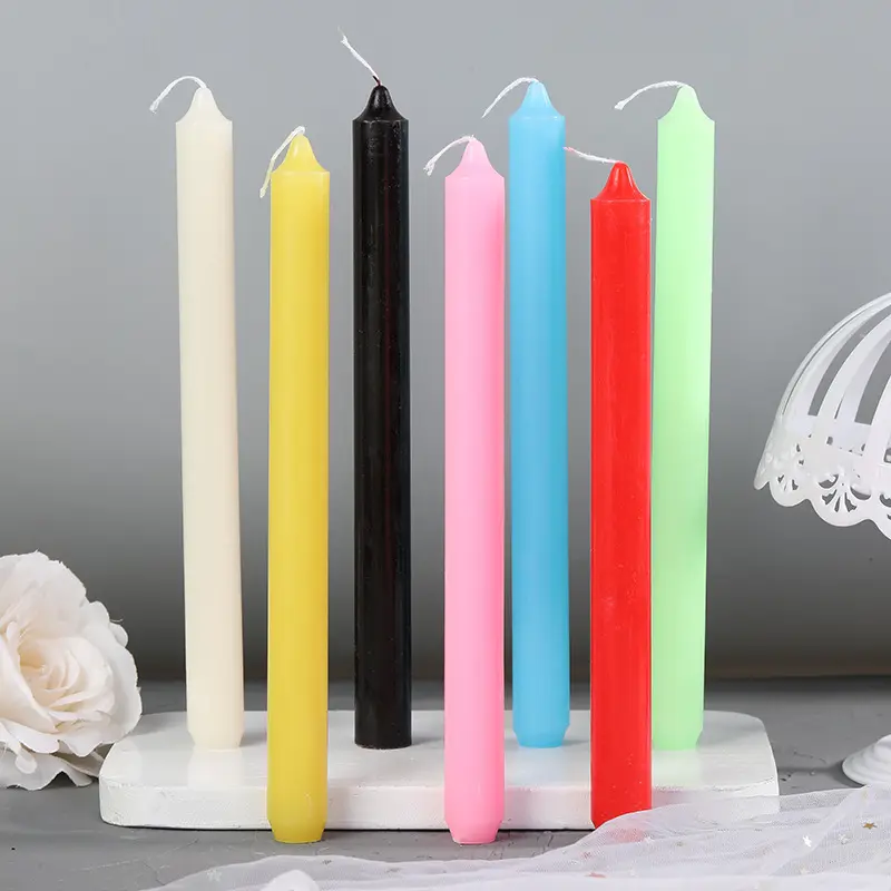 OEM Packaging Hot Sale 4 Pack Tall Taper Unscented Pillar Candle Sticks Home Decoration 5 Colors Soy Wax