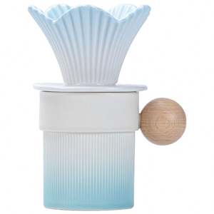 Juego de Tazas de Café de Cerámica de Lujo Moderno, con Filtro de Gres Ecológico, Asa de Bambú, Bandeja de Té China y Porcelana Metálica - Product Image 6