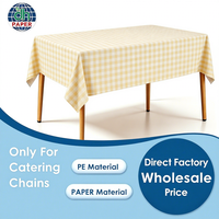 Nappe en plastique gingham jaune pâle et blanc personnalisée, jetable, rectangulaire, imperméable, en gros pour les boulangeries et les chaînes de cafés brunch
