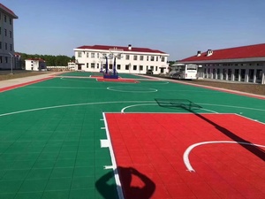 Modular Basketball Court Vinyl Flooring Interlocking Polypropylene <b>Plastic</b> for Indoor Schools Accessory <b>Edging</b> Included - Product Image 2