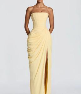 <span class=keywords><strong>Vestido</strong></span> Corsé <span class=keywords><strong>Ajustado</strong></span> <span class=keywords><strong>de</strong></span> Cintura Alta con <span class=keywords><strong>Tirantes</strong></span> Finos en Amarillo Limón para Mujer - Personalización al por Mayor - Product Image 1
