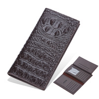 Dompet Kulit PU Pola Buaya Anti-RFID untuk Pria Vintage, Tahan Air, Multifungsi, Desain Panjang Kompak dari Bahan Polyester