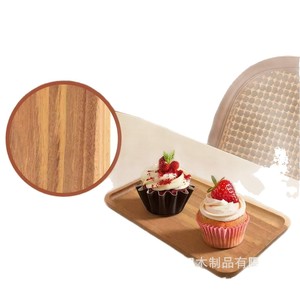 Hangxu Wooden Rectangle Tray For Coffee Dessert Serving <b>Home</b> Office Use - Product Image 4