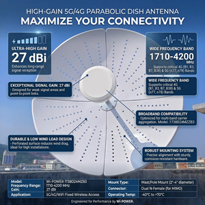 เสาอากาศภายนอกแบบ Long Range 4G/5G LTE 2X27dBi 1710-4200MHz สำหรับเพิ่มสัญญาณภายนอกอาคาร รุ่น SD-2727-24W 5G 4G - Product Image 6