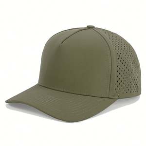 Casquette sportive à 5 panneaux personnalisée avec logo brodé perforé au laser, imperméable, avec trous découpés au laser - Product Image 3
