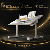 Bureau d'ordinateur portable pliable avec roulettes mobiles pour un déplacement facile, idéal pour canapé et lit - Solution de poste de travail efficace