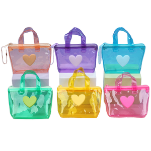 Wholesale PVC Transparent Solid Color Jelly Waterproof Mini Wallet Zipper Letter Heart Gifts Pendant Earphone Storage Bag - Product Image 1