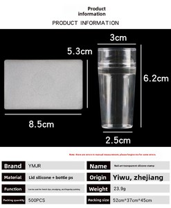 Tampon à ongles en silicone souple transparent avec tête en gelée et raclette, outil d'impression pour ongles français, <span class=keywords><strong>modèle</strong></span> de plaque de tamponnage pour nail art - Product Image 6